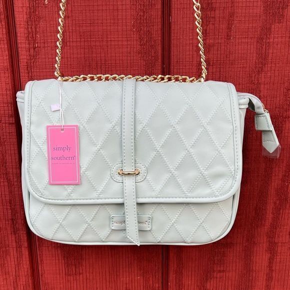 NWT Simply Southern Women's Quilted Leather Chain Strap Crossbody Bag Mint‎ - Picture 4 of 7
